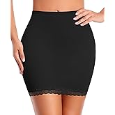 DERCA Half Slips for Women Under Dress Non Cling Lace Trim Slip Skirt Above Knee Underskirt for Dresses