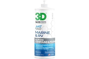 3D Marine & RV All-in-One Gel-Coat Compound & Polish – Removes Oxidation, Swirls, & P2000 Scratches, Deep Shine Wax Protection, No Fillers, 32oz