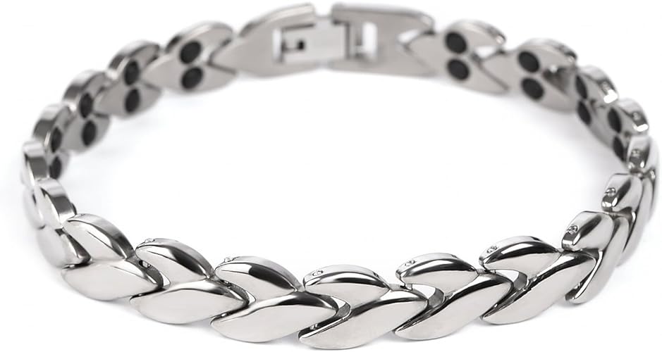 Amazon チタン製 高級ゲルマニウムブレスレット ゲルマニウム 38石 ゲルマブレス リーフモデル プレゼントにも最適 Ky ブレスレット 通販