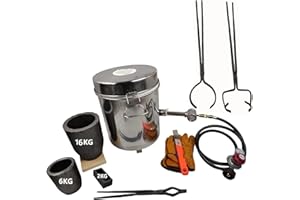 LSMIITTH 16 KG Gas Metal Melting Furnace Foundry Pouring and Lifting Tongs Casting Tools 2 Crucibles Copper
