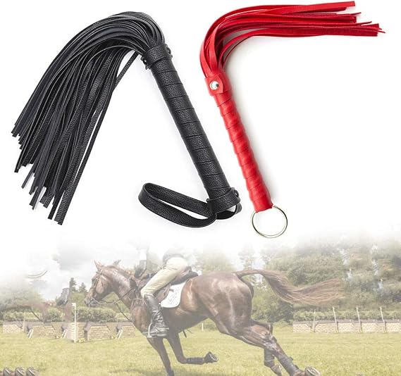 Riding Crop for Horse 16.5 inch Black + 11 Inch Small Red