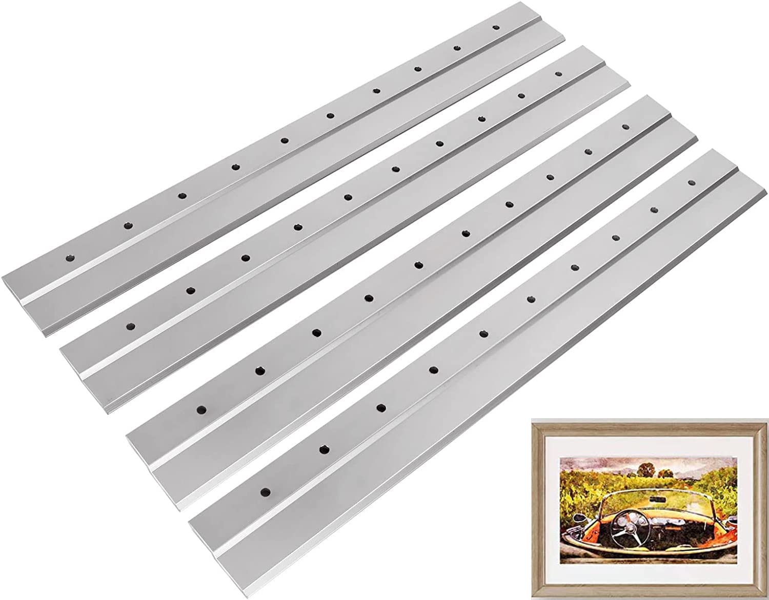 Photo 1 of WOPPLXY 2 Pair 18 Inch French Cleat Hanger, French Cleat Picture Hanger, Aluminum Z Hanger French Cleat for Hanging Picture Mirrors Headboard Interlocking Wall Mounting Brackets, Mirror Hangers, 90lbs