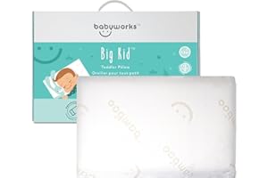 Baby Works Toddler Pillow - Soft & Supportive Memory Foam, Chiropractor Recommended, Removable & Machine Washable Cover, For 