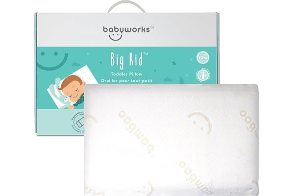 Baby Works Toddler Pillow - Soft, Supportive and Breathable Memory Foam with Hypoallergenic Bamboo Cover, Chiropractor Recomm
