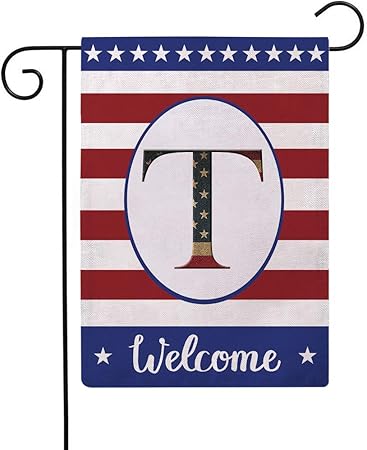 Patriotische dekorative Flagge Initiale Buchstabe Gartenflaggen mit