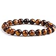 Crystal Vibe 8mm Beads Tiger Eye Bracelet for Women Men - Tiger Eye Crystal Bracelet for Spiritual Healing Positive Energy