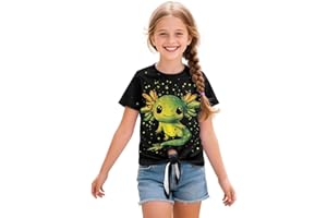 Girls Short Sleeve Size 5-12 Casual Summer Crew Neck Tops Fashion Tees Cartoon Graphic Clothes