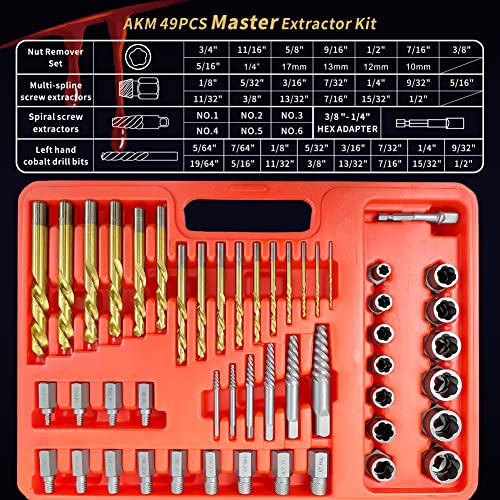 AKM 49Piece Bolt Extractor Screw Extractor Set, with Bolt Extractor