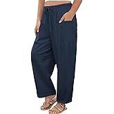 Eytino Womens Plus Size Wide Leg Pants Elastic Waist Drawstring Casual Palazzo Pants Lounge Trouser with Pockets(1X-5X)