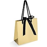 SHYRABBIT Anti-scratch Gift Wrap Bags 10 pack, Shipping bags with Ribbon handles,Wedding,Party,Gift,Retail (7.9x3.1x9.1Inch, gold)