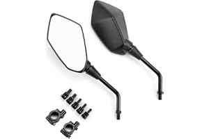 KEMIMOTO Universal Motorcycle Mirrors, Convex Handlebar Rear View Side Mirror with M8 M10 Bolt, Compatible with Bike, Scooter, ATV, UTV, Dirt Bike and More