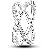 Vectoflux 925 Sterling Silver Rings for Women | Elegant Dainty Hoop & Band Rings with 5A Cubic Zirconia | Daily Wear Jewelry with Gift Bag (Sizes 6-9)