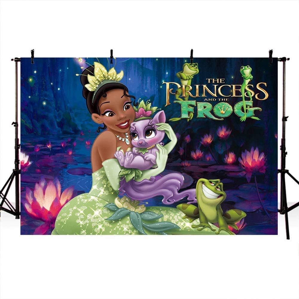 Amazoncom Tiana Princess Backdrop Frog Background Birthday Baby Shower Girl Party Banner Disney Decorations Camera Photo