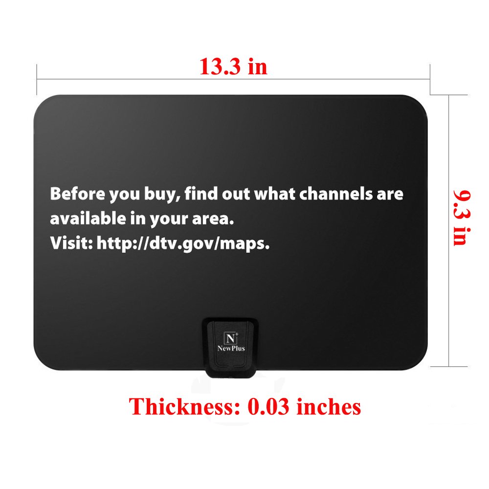 TV Antenna, NewPlus Indoor Amplified HDTV Antenna 50 Mile Range with Detachable Amplifier Signal Booster, USB PowerSupply and 16.5FT High Performance Coax Cable- Upgraded 2017 Version Better Reception