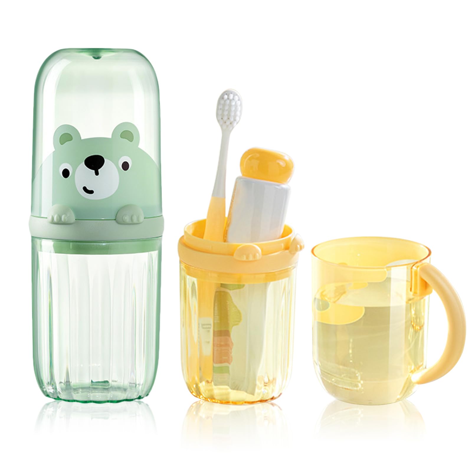 SacJkt Travel Toothbrush Set, 2 pcs Cute Toothbrush Holder with Removable Handle, Cartoon Storage Case for Business Trip, Camping, Travel or Daily Use