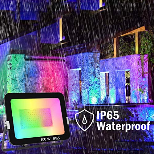 T-SUNUS RGB LED Strahler 100W, RGB Strahler Outdoor RGB LED Fluter IP65 Wasserdicht LED Strahler Außen RGB mit Fernbedienung 16 Farben und 4 Modi für Party Garten Festival Deko Weihnachten – Bild 6