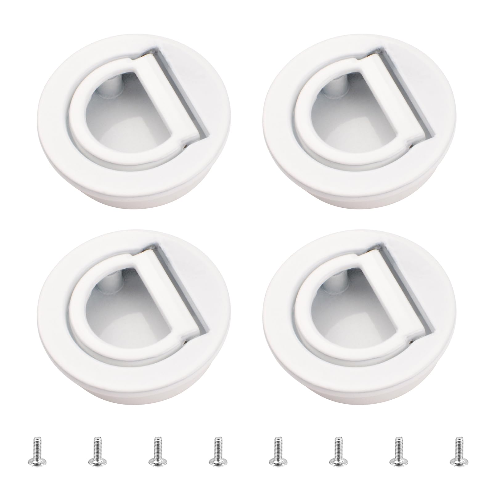 MOROBOR Round Pull Ring Embedded Handle, 4pcs Tatami Hidden Handles Invisible Cabinet Door Furniture Hardware with Screws for Cabinet Wardrobe Drawer(Bright White)
