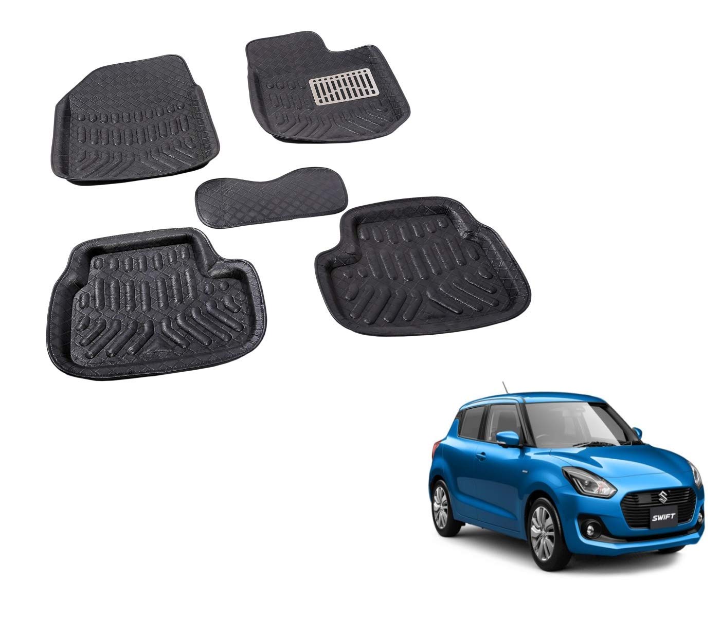 Auto Hub 4D Car Floor Mats Compatible with Maruti Suzuki Swift 2018200 Black/Set of 5 Amazon