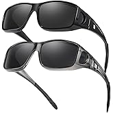 FIMILU 2PCS Polarized Sunglasses Fit Over Glasses for Men, Wrap Around Sunglasses for Driving & Outdoor UV400 Protection