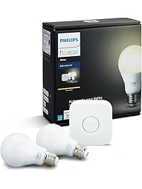 Philips Hue White A19 60W Equivalent Smart Bulb Starter Kit (Compatible with Amazon Alexa, Apple HomeKit, and Google Assistant)