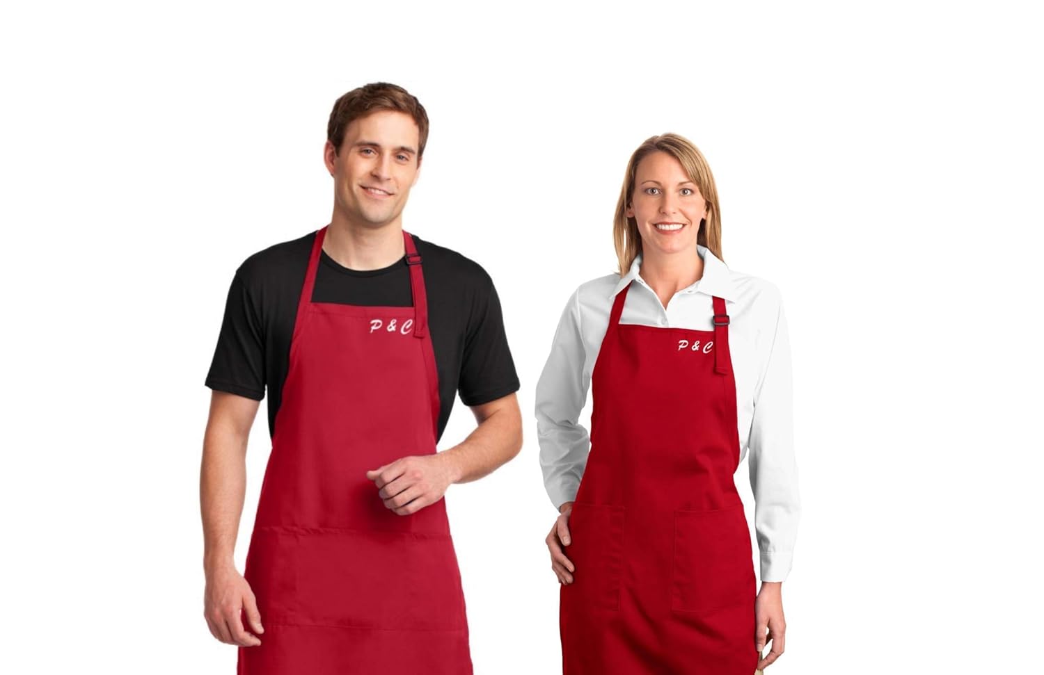 Embroidered Couple Aprons Set of Two (2) Personalized