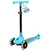 SereneLife Kids Scooter, 3-Wheel Toddler Scooter with LED Wheels | Lightweight 3-wheel toddler scooter w/ LED wheels, anti-slip deck, adjustable design, and lean-to-steer control for ages 2-5.