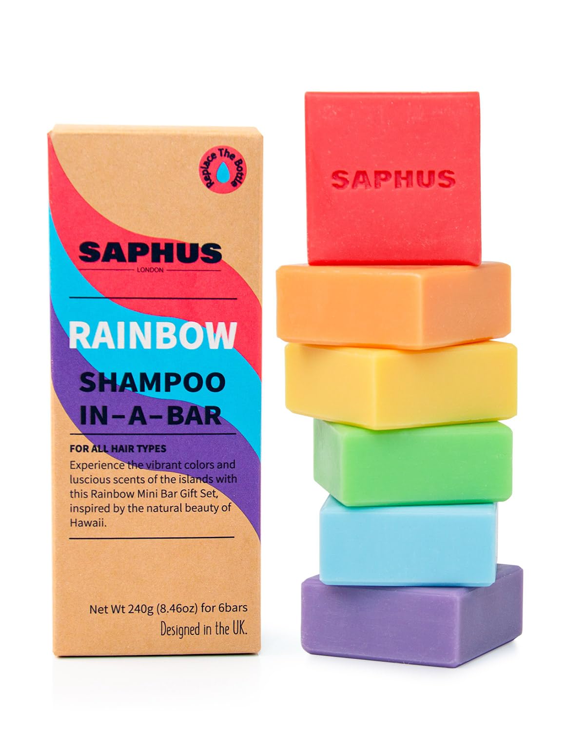 6Pcs Shampoo Bars for Hair (8.46oz), Natural Ingredients Solid Shampoo Soap, Rainbow Scent