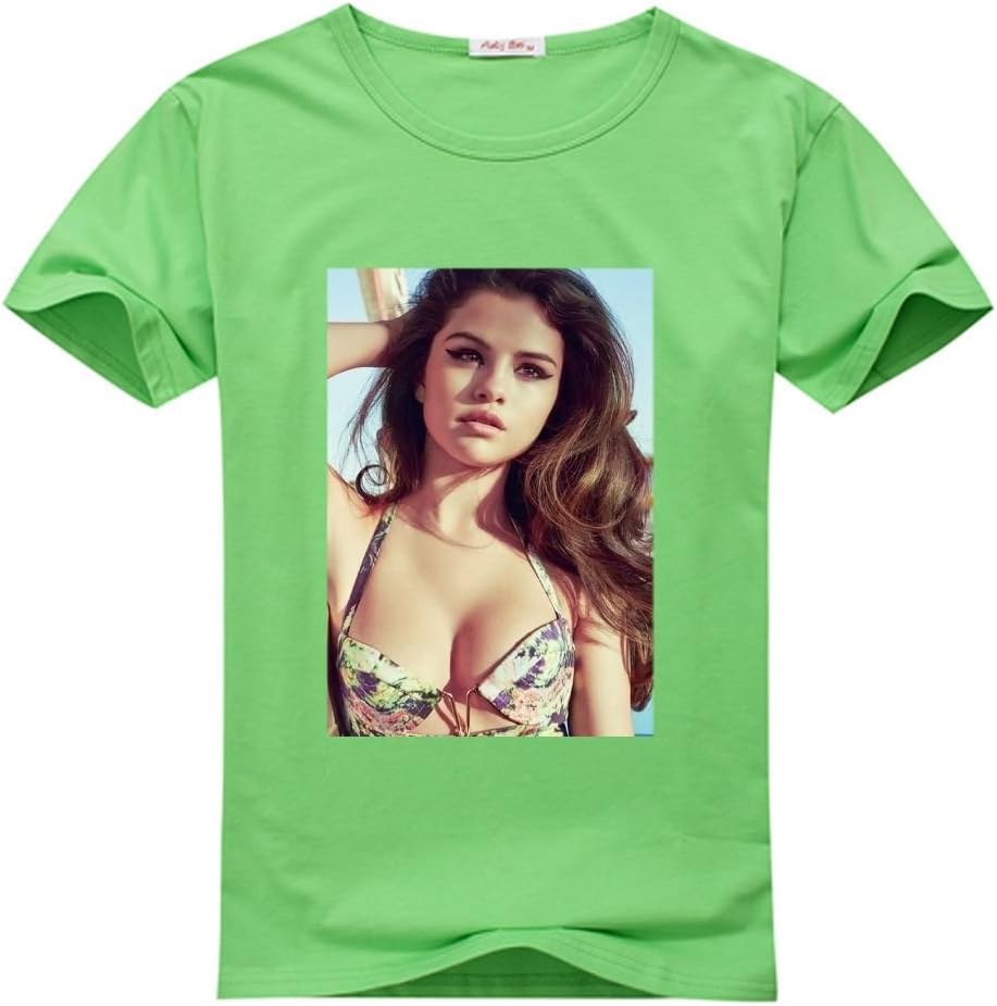 DIYtshirt Selena Gomez T-Shirt, Custom Men's Classic 100% Cotton T-Shirt with Selena Gomez