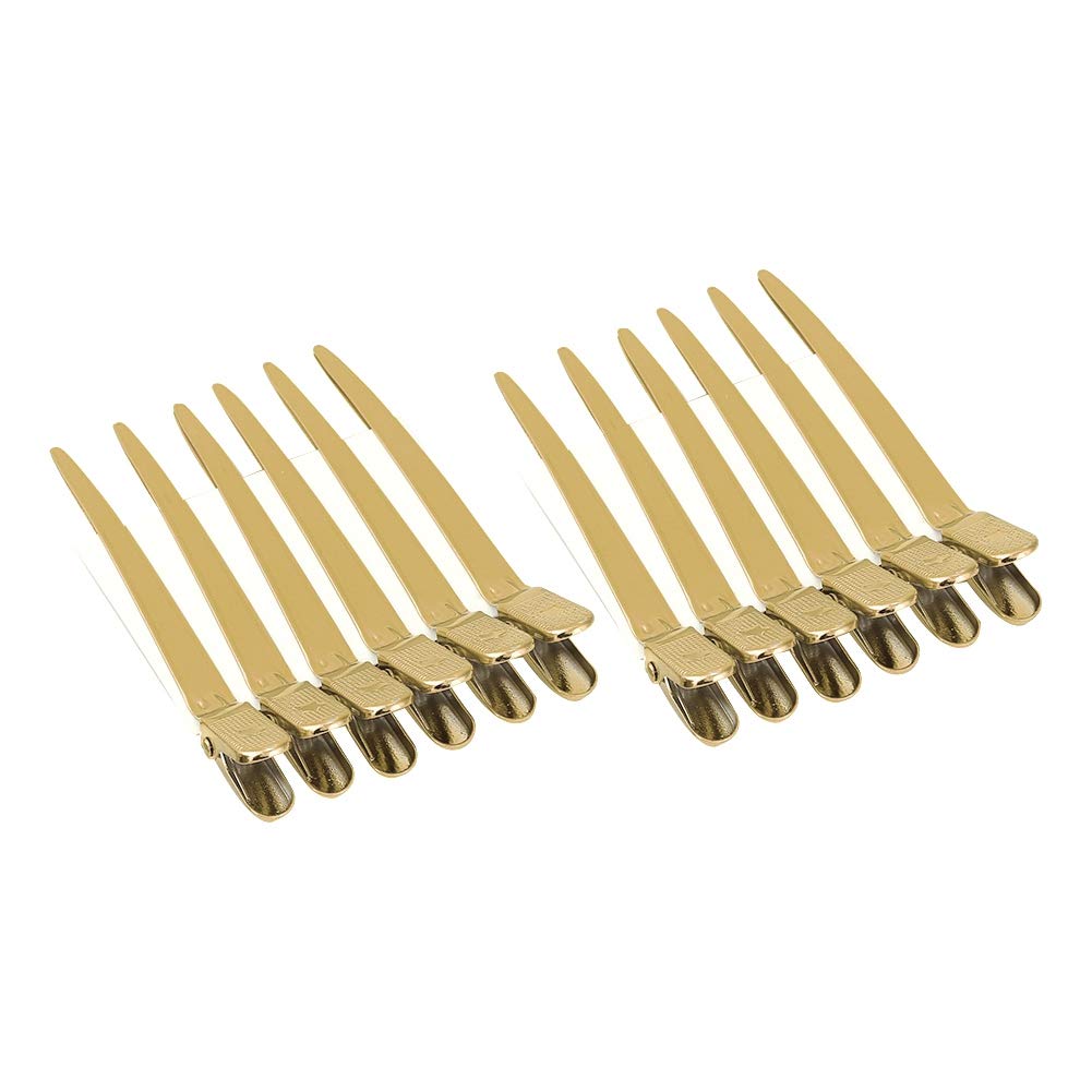 Hair Styling Clips, Salon Hair Clips 12pcs/Box Hair Styling Clips Hairdressing Salon Sectioning Hairpins for Salon Styling 6 Colors(Gold)