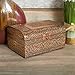 Cottage Garden Moroccan Copper Tone Metal Stamped Round Top Trunk Keepsake Box