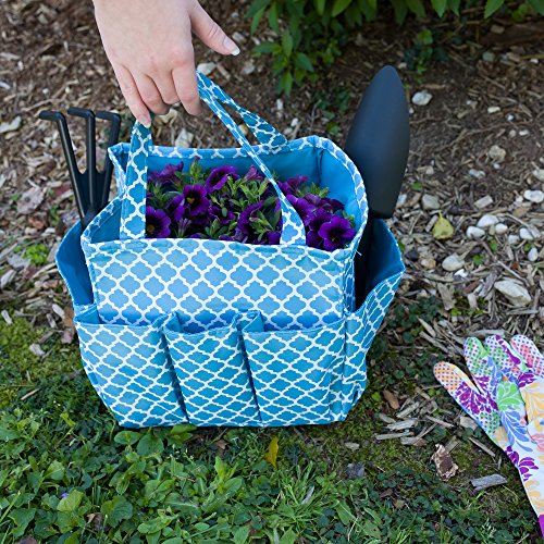 Small Garden Tote Bag, Utility Bags for Gardening, Car Totes, Organization, (Aqua Blue)
