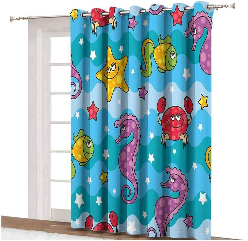 Underwater Decor Wide Blackout Curtains Under the Sea Theme