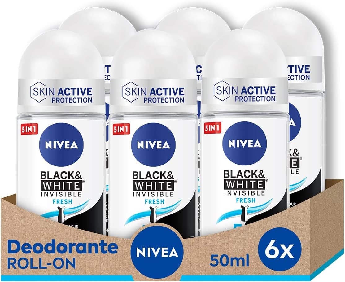 Nivea Nivea Roll-on Black & White Invisible Fresh – 50 ml – Pack of 6