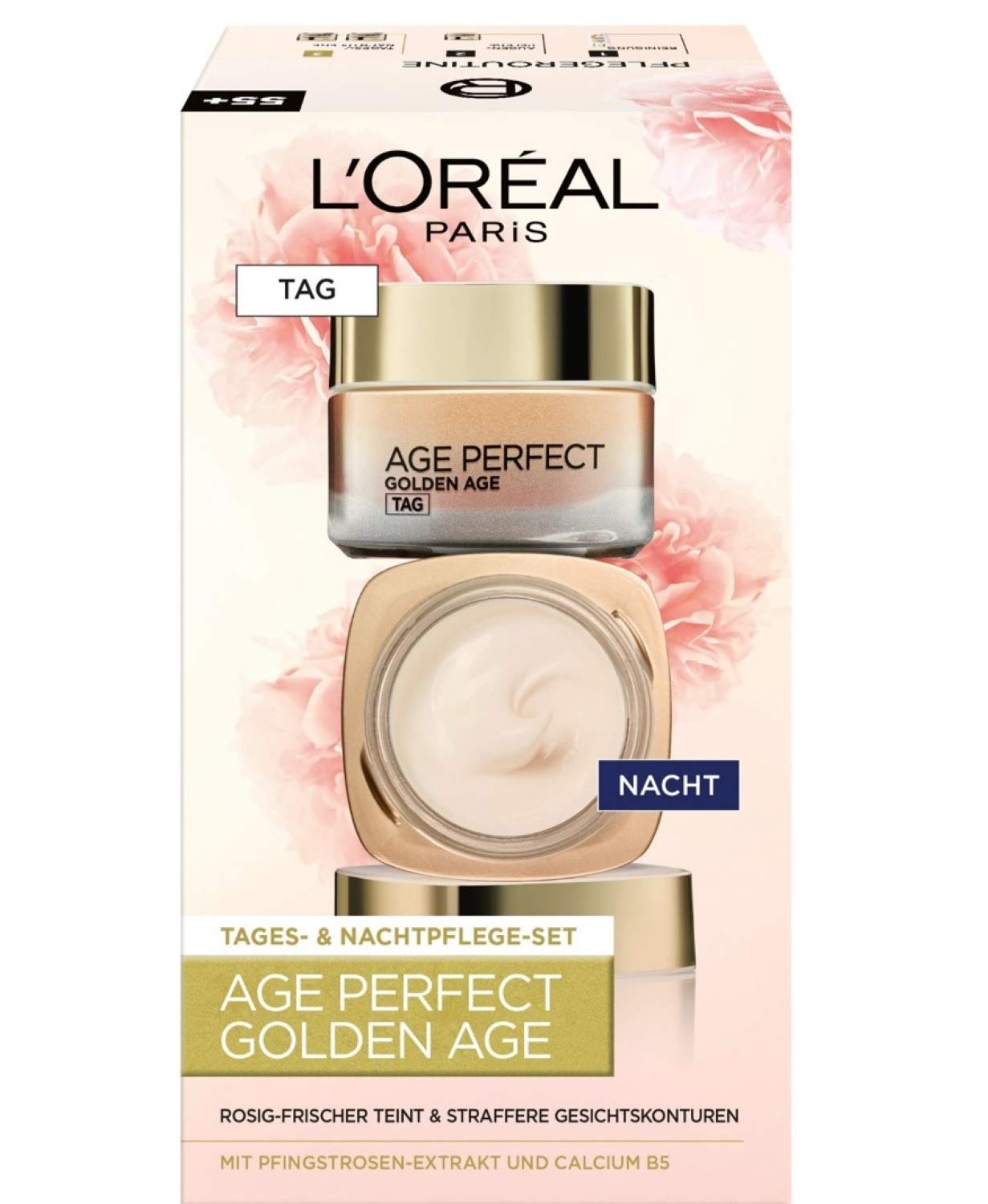 L'Oréal Paris Age Perfect Golden Age Facial Care Set, Anti-Ageing Day Cream and Night Care, Strengthening and Shine, for Mature and Fake Skin, with Peony Extract, 2 x 50 ml