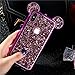 iPhone X Case Glitter, Umiko(TM) Luxury 3D Mickey & Minnie Mouse Ears Crystal Diamond Bling Rhinestone Sparkle Diamond Protective TPU Rubber Case with Strap for Apple iPhone X, Hot Pink
