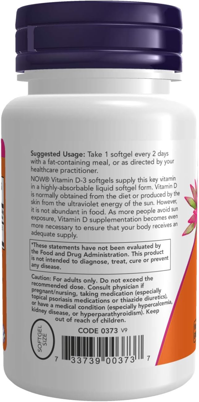 NOW Foods Supplements, Vitamin D-3 5,000 IU, High Potency, Structural Support*, 240 Softgels: Health & Personal Care