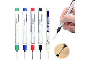 Long Head Deep Hole Marker Pens, 2025Upgrade 20mm Deep Reach Permanent Markers Carpenter Ink Marker Pens, Waterproof Colorful