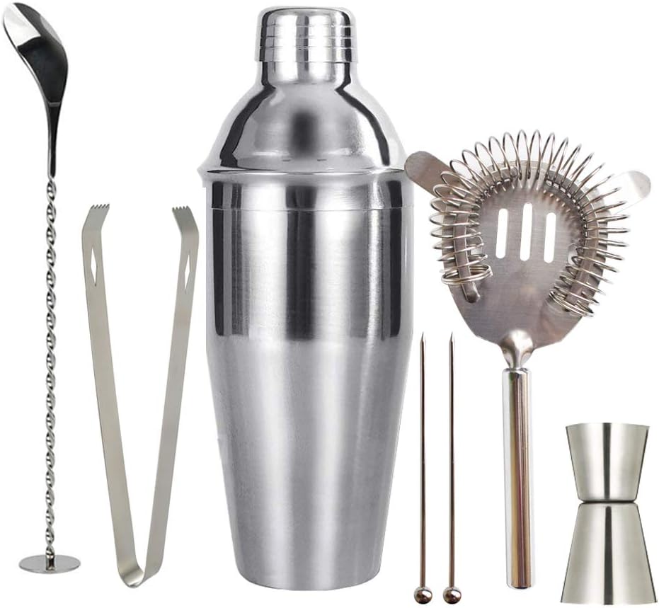 MELOP Cocktail Shaker Stainless Steel Martini Shaker with Builtin