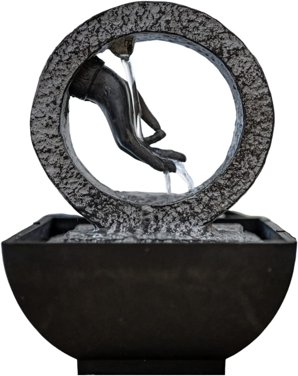 Indoor Fountains & Accessories - Buddha Hand Relaxation Table Waterfall - Indoor Tabletop Office Water Fountain, Home Decor - Asian Zen Bedside Decoration with Soothing Sounds