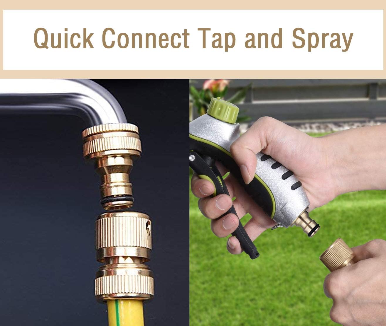 Tesmotor 4Pack Brass Hose Connector - 1/2 inch (DN15, OD 16mm) Quick Connect Fittings for Garden Hose, Gold - Image 5