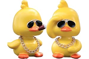wonuu Cute Yellow Duck Car Ornaments Cool Duck Car Dashboard Decorations Shaking Head Doll