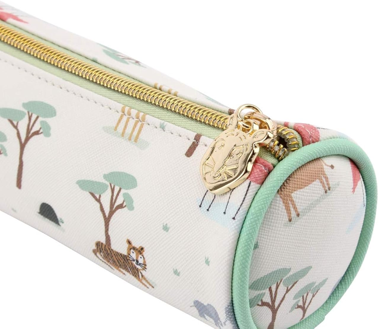 Little Tribe Safari Round Pencil Case with Tiger Charm on Zip, Multicoloured - Image 3