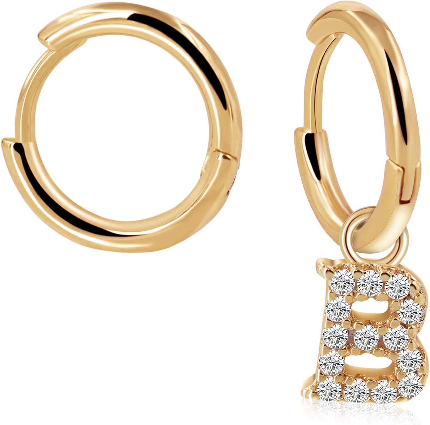 18K Gold Plated Initial Letter Small Hoop Earrings Personalized Gift