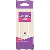 Polyform Sculpey Premo Polymer Oven-Bake Clay, Translucent, 8 oz bar | Flexible and durable modeling clay for caning and mica shift. Stays soft until baked in a home oven. 227g bulk size