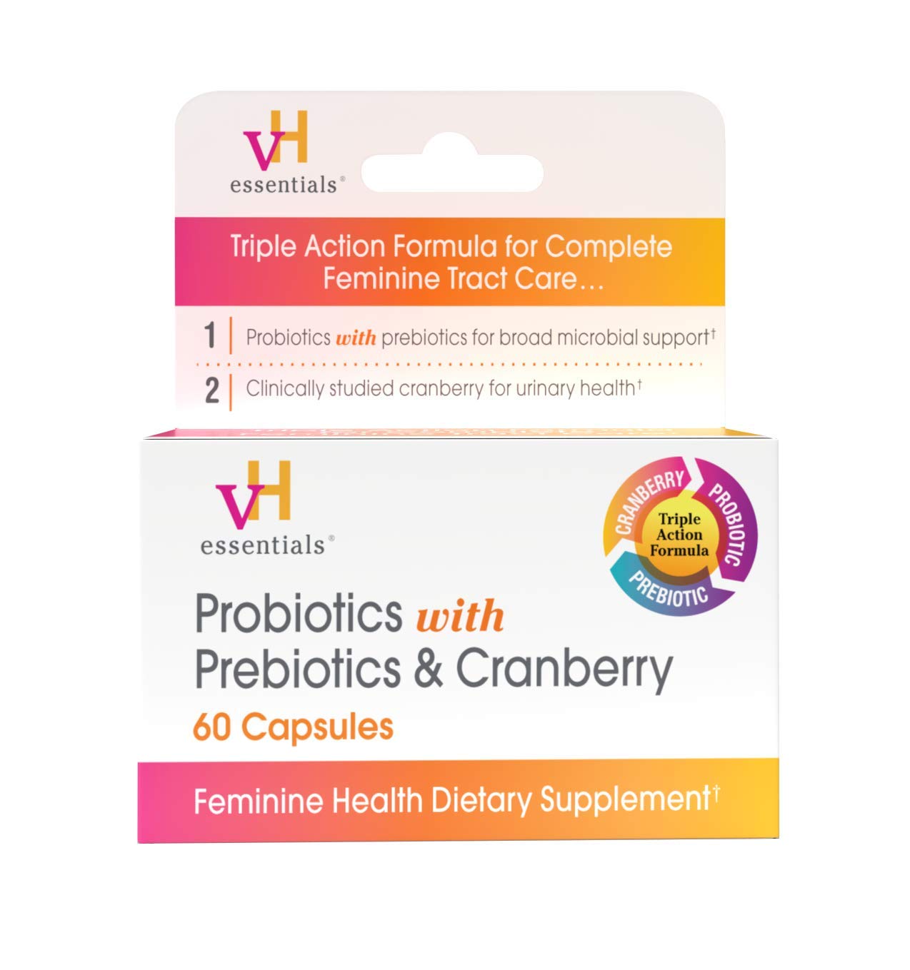 Vh Essentials Probiotics With Prebiotics And Cranberry Feminine Health Supplement 60 Count Amazon In Health Personal Care