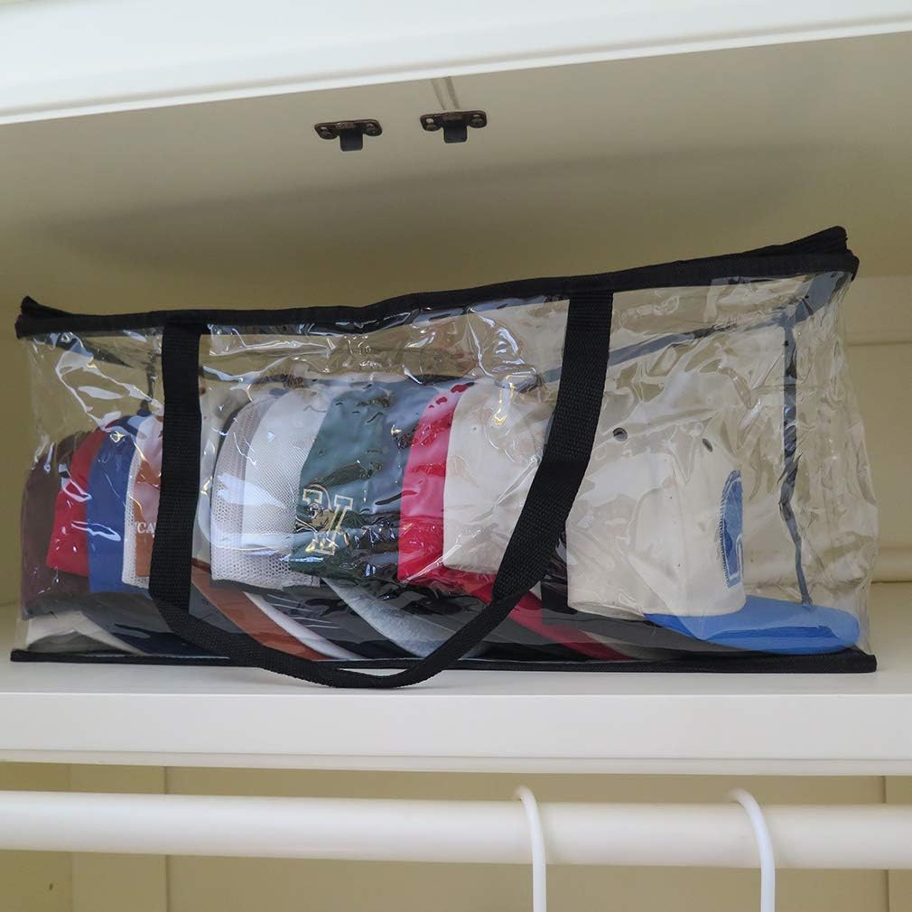 Evelots Sport Cap Bag-Extra large-20 Hats-Trucker Style-Clear-Handles- Set/2: Home & Kitchen