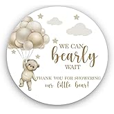 Round Boho Bear Balloons Baby Shower Thank You Favor Stickers, 2 inch - Set of 40