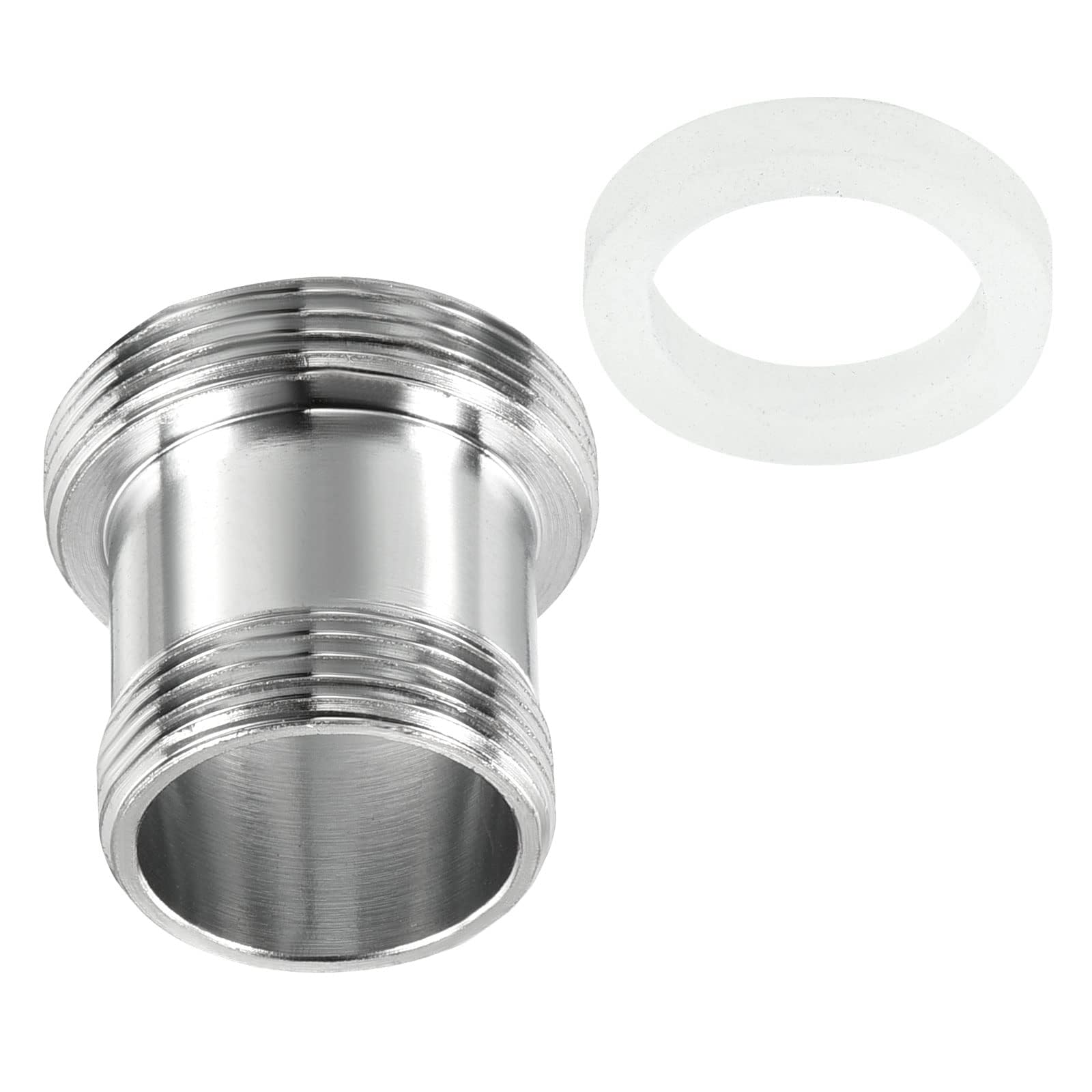 MACHSWON M22*1.0 Male to M18*1.0 Male Thread Faucet Adapter, Chromed Aerator Connector Fitting for Garden Hose Water Filter Pipe, Silver