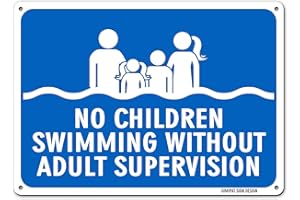 GIMIPATS GIMIPAT Aluminum no children swimming without adult supervision2 Pool Sign, 12inx16in Fade Resistance, Indoor/Outdoor Use Metal Sign