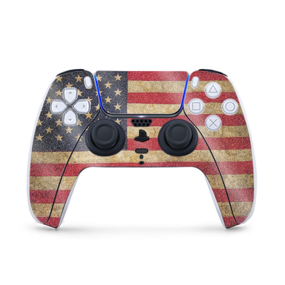 MightySkins Glossy Glitter Gaming Skin for PS5 / PlayStation 5 Controller - Vintage Flag | Durable High-Gloss Glitter Finish | Easy to Apply and Change Style | Made in The USA
